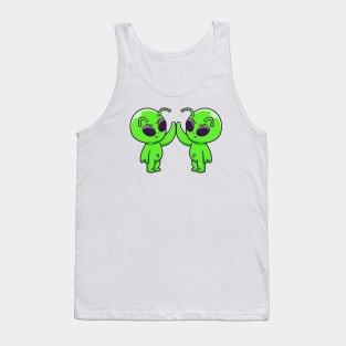 Cute Aliens High Fives Cartoon Tank Top